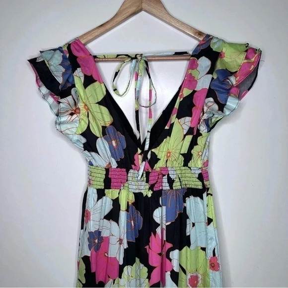 ModCloth Black Honolulu Floral Vamped Up Vagabond Maxi Dress Size Small - Picture 3 of 11